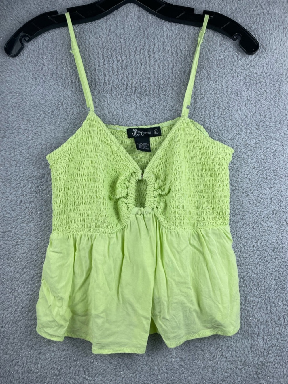 Miss Chievous Lime Green Smocked Keyhole Cami